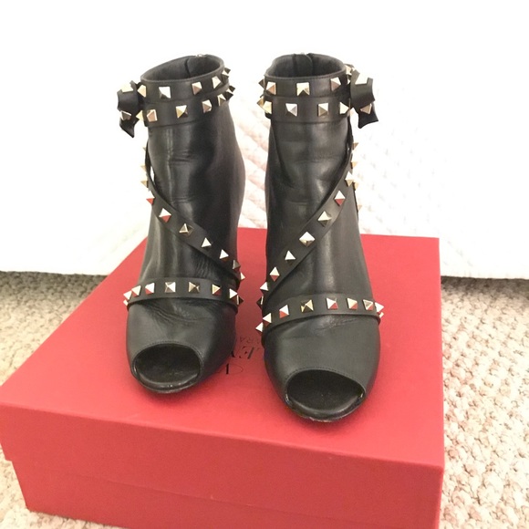 Valentino Rockstud Peep Toe Bootie with bow - Picture 2 of 8